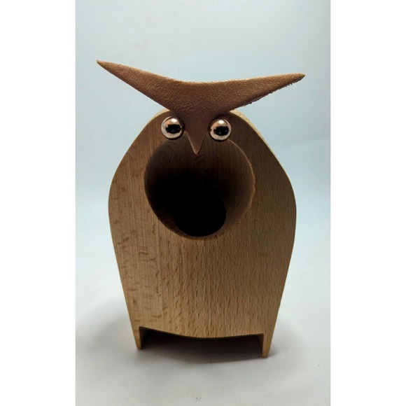 Vintage Natural Beech Wood Modern Owl Passive Amplifier Speaker Dwell Target - Picture 1 of 4